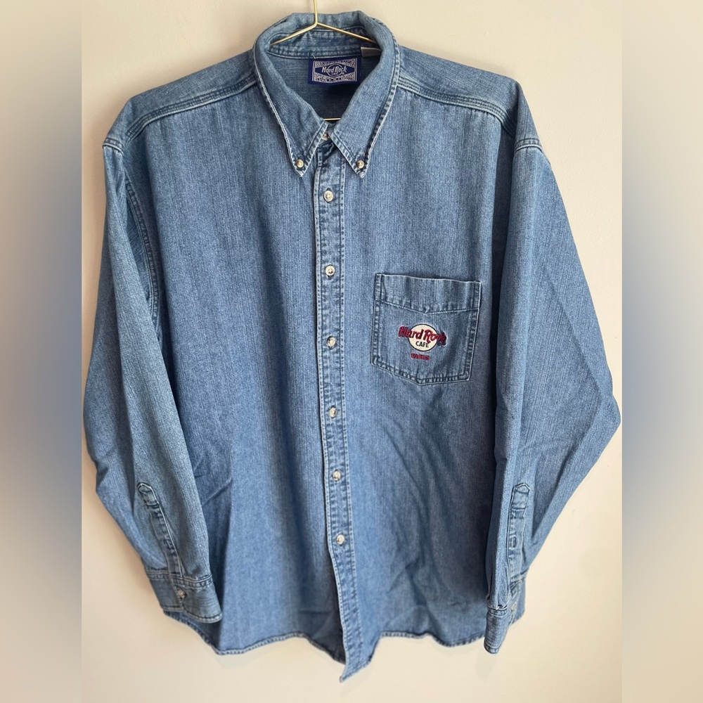 Vintage Hard Rock Cafe Denim Flannel Button Up